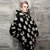 Daisy print fleece jacket handmade sunflower bomber in black