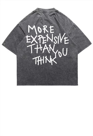 Money slogan t-shirt planet tee vintage wash top in grey