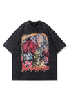 Anime print t-shirt superhero tee retro Japanese cartoon top