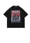 Retro poster t-shirt grunge punk tee Gothic top in black