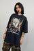 Flame t-shirt riot slogan tee retro punk top in vintage grey