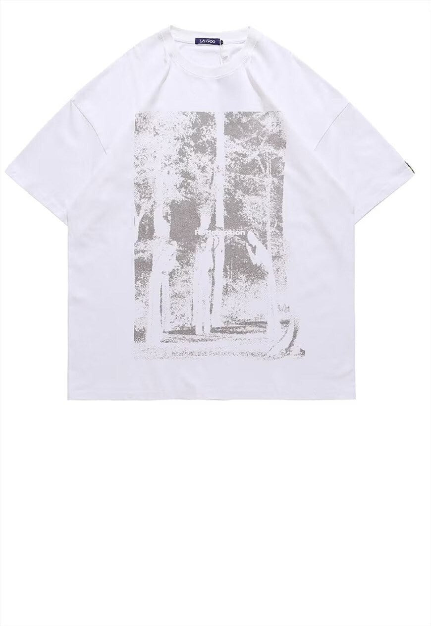 Goth forest t-shirt creepy tee grunge punk top in white