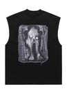 Scary print tank top surfer vest retro sleeveless t-shirt