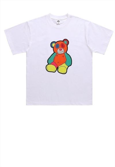 Teddy bear t-shirt money print tee retro grunge top in white