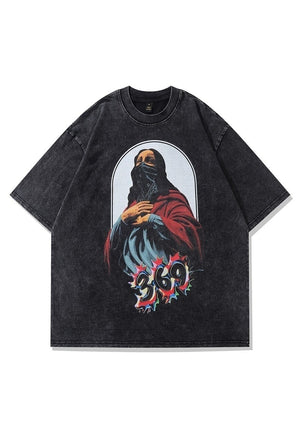 Virgin Mary t-shirt saint tee renaissance painting top grey