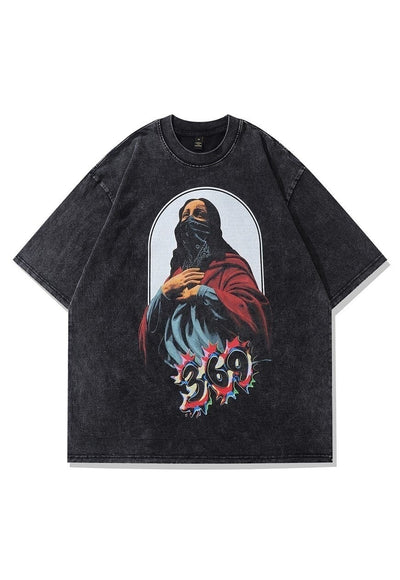 Virgin Mary t-shirt saint tee renaissance painting top grey