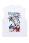 Anime cartoon sleeveless t-shirt retro tank top surfer vest