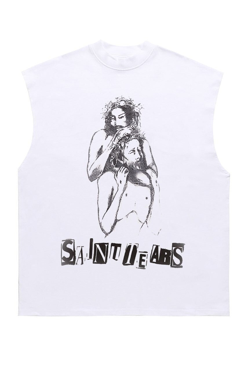 Saint sleeveless t-shirt retro tank top surfer Jesus vest