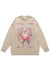 Anime sweater Korean knit distressed Manga jumper beige