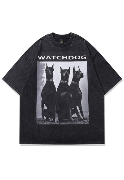 Doberman t-shirt Gothic dog tee Pinscher top vintage grey