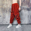 Faux fur joggers luxury fleece party pants handmade bear detachable trousers fluffy premium festival overalls in red black