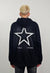 Star patchwork hoodie heavy premium washed pullover black