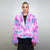 Tiedye fleece coat pink crop gradient trench festival bomber