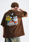 Funny cartoon t-shirt tee muscle tee retro grunge top brown