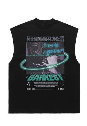 Cyber punk tank top surfer vest retro sleeveless t-shirt