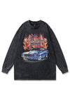 Chevrolet t-shirt retro car print long sleeve tee acid black