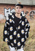 Floral fleece jacket handmade daisy trench coat in black