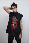 Rocker tank top surfer vest retro skeleton sleeveless tshirt