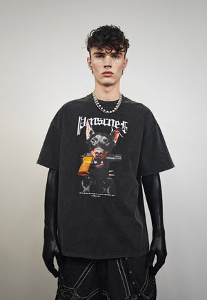 Crooked teeth, Heavenly Lake Tahoe & Doberman PRINT vintage wash t-shirt sample sale 3 for 2