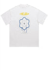 Atom print t-shirt science geek tee retro raver top in white