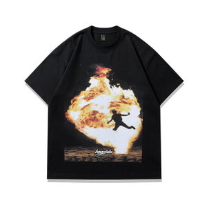 Explosion t-shirt flame tee grunge y2k top in cream