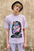 Abstract print t-shirt thin graffiti tee in purple