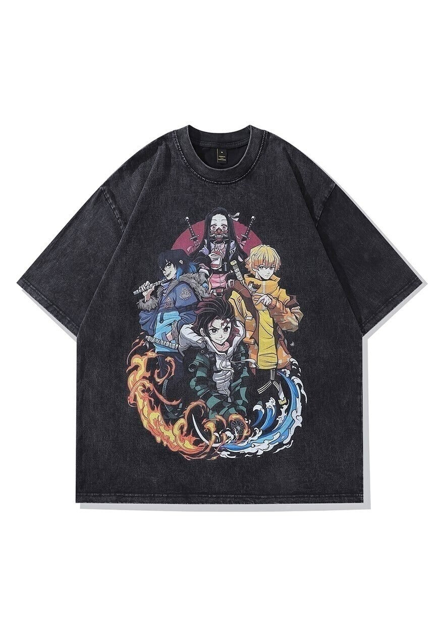 Demon slayer t-shirt Anime tee Japanese cartoon top black