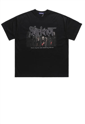 Slipknot t-shirt Y2K metal band tee grunge top in black