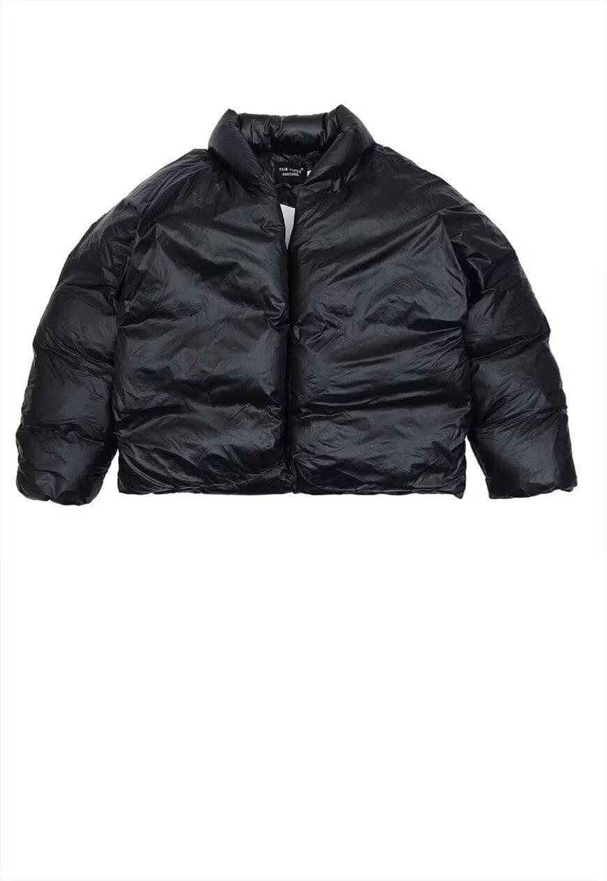 Cropped bomber jacket shorter solid unusual puffer in black