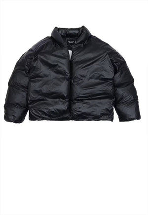 Cropped bomber jacket shorter solid unusual puffer in black