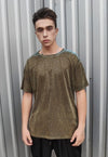 Metallic t-shirt shiny luminous glitter tee in golden green