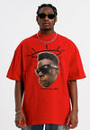 Grunge t-shirt raver print tee hip-hop top in red