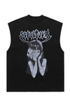 Anime tank top surfer vest retro sleeveless Japanese t-shirt