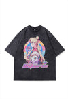 Anime t-shirt Sailor Moon print tee retro Japanese top grey