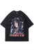 Anime t-shirt Japanese cartoon tee vintage Naruto top grey