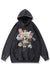 Anime print hoodie grunge pullover I-girl top in acid grey