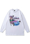 Anime t-shirt old racing car tee retro Japanese top white