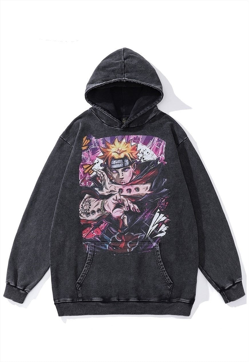 Hoodie anime print pullover Japanese cartoon jumper
