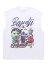 Balaclava print sleeveless t-shirt rap tank top surfer vest