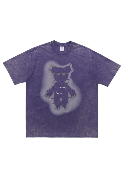 Spiky bear t-shirt gothic tee retro teddy grunge top Grey