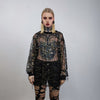 Transparent sequin top gold embellished mesh sweatshirt sheer blouse grunge catwalk jumper party see-through top festival glitter tee black