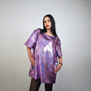 Purple sequin top colour changing t-shirt dress Eras pullover shiny luminous going jumper party pullover embellished lavender haze tee