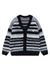 Horizontal stripe cardigan knitted jumper fluffy fleece top