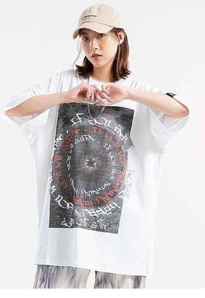 Graffiti t-shirt Gothic tee grunge geometric top in white