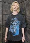 Premium grunge t-shirt vintage wash angel tee in acid black