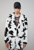 Short cow print coat faux fur cropped animal print trench