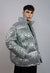 Sequin bomber jacket silver metallic embellished rave puffer