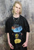 Earth t-shirt space print tee retro grunge top in acid black