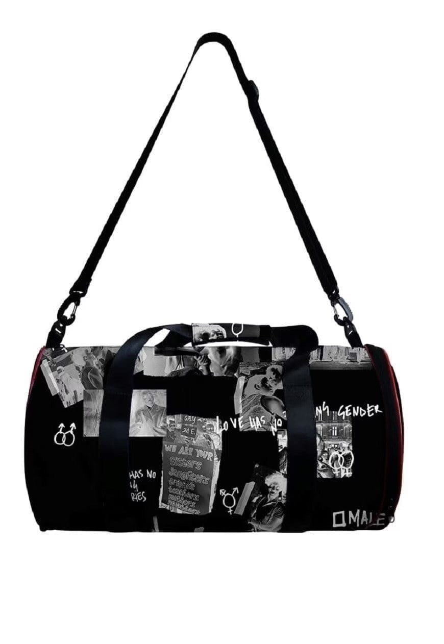 Gay gym bag LGBT slogan sports holdall grunge bag in black