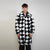 Diamond pattern fur coat checked long trench rhombus gothic overcoat SKA print bomber festival jacket customizable going out peacoat black